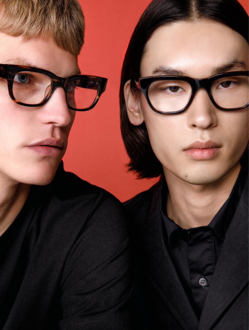 Two male models with red BG