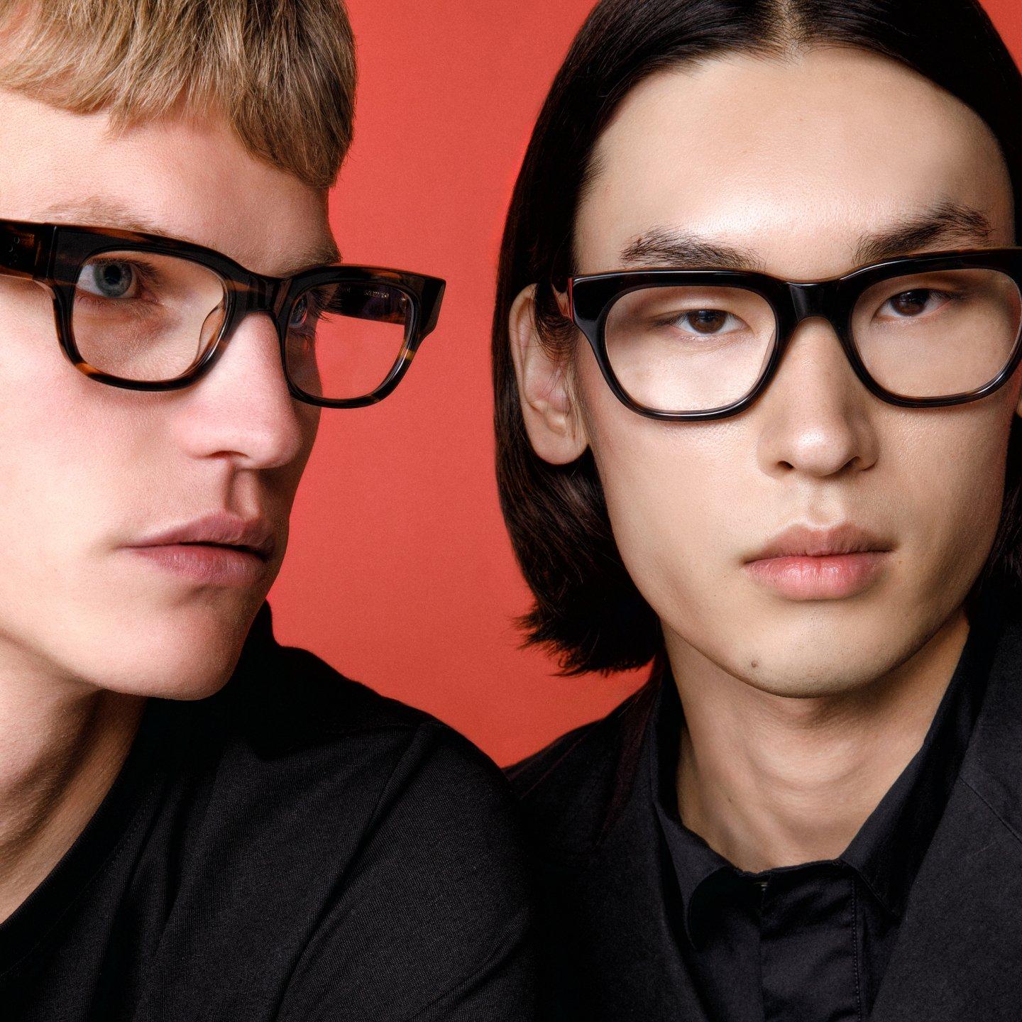 Two Male Models with Red Background Square